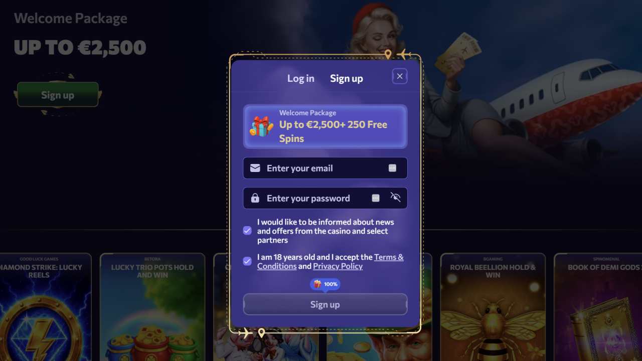 Winairlines casino registration